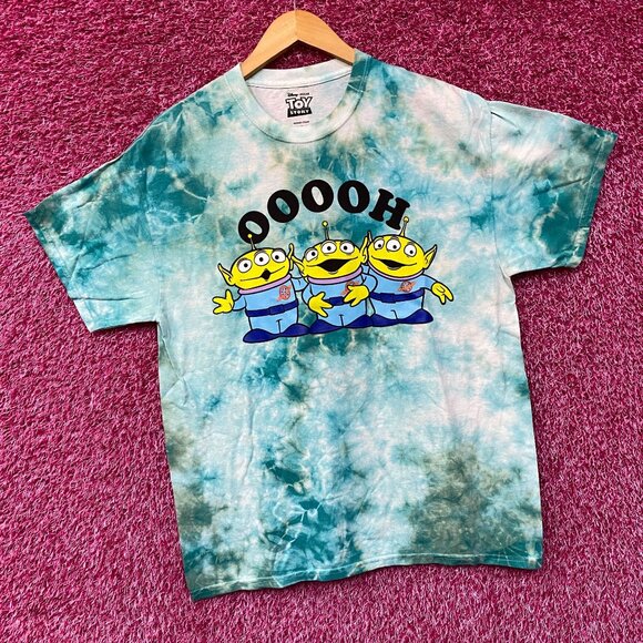 Disney X Pixar Toy Story Aliens Little Green Men Ooooh! Tie Dye T-Shirt Large - Picture 3 of 4